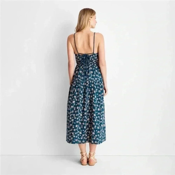 NWT Floral Print Sleeveless Rope Tie Ruched Midi Dress - Future Collective Small - Picture 4 of 6